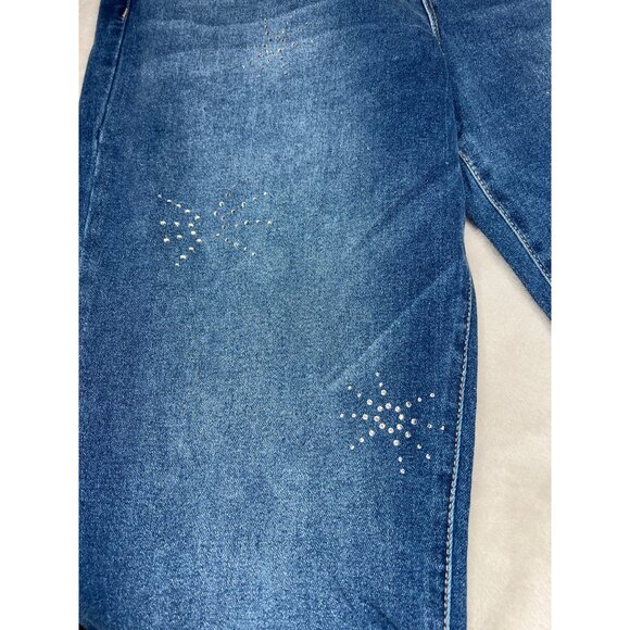 Nanette Belle High Rise Ankle Skinny Jeans Blue With Rhinestone Detail Size 12 - Picture 9 of 16